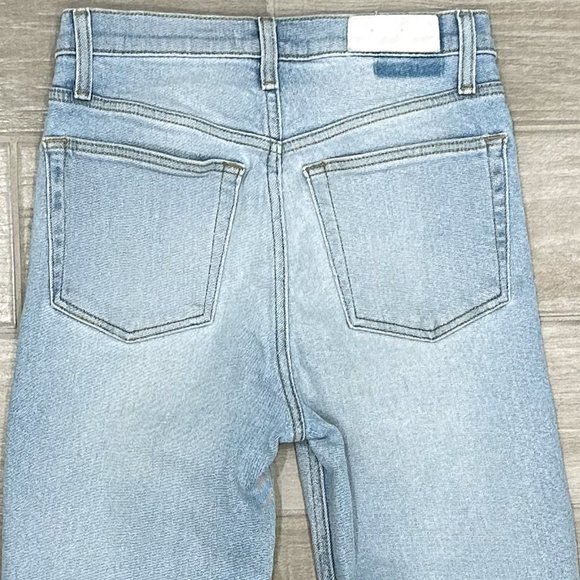 Re/Done 70s High-Rise Stove Pipe Jeans in Seawater Destroyed Light Wash Denim - Picture 8 of 16